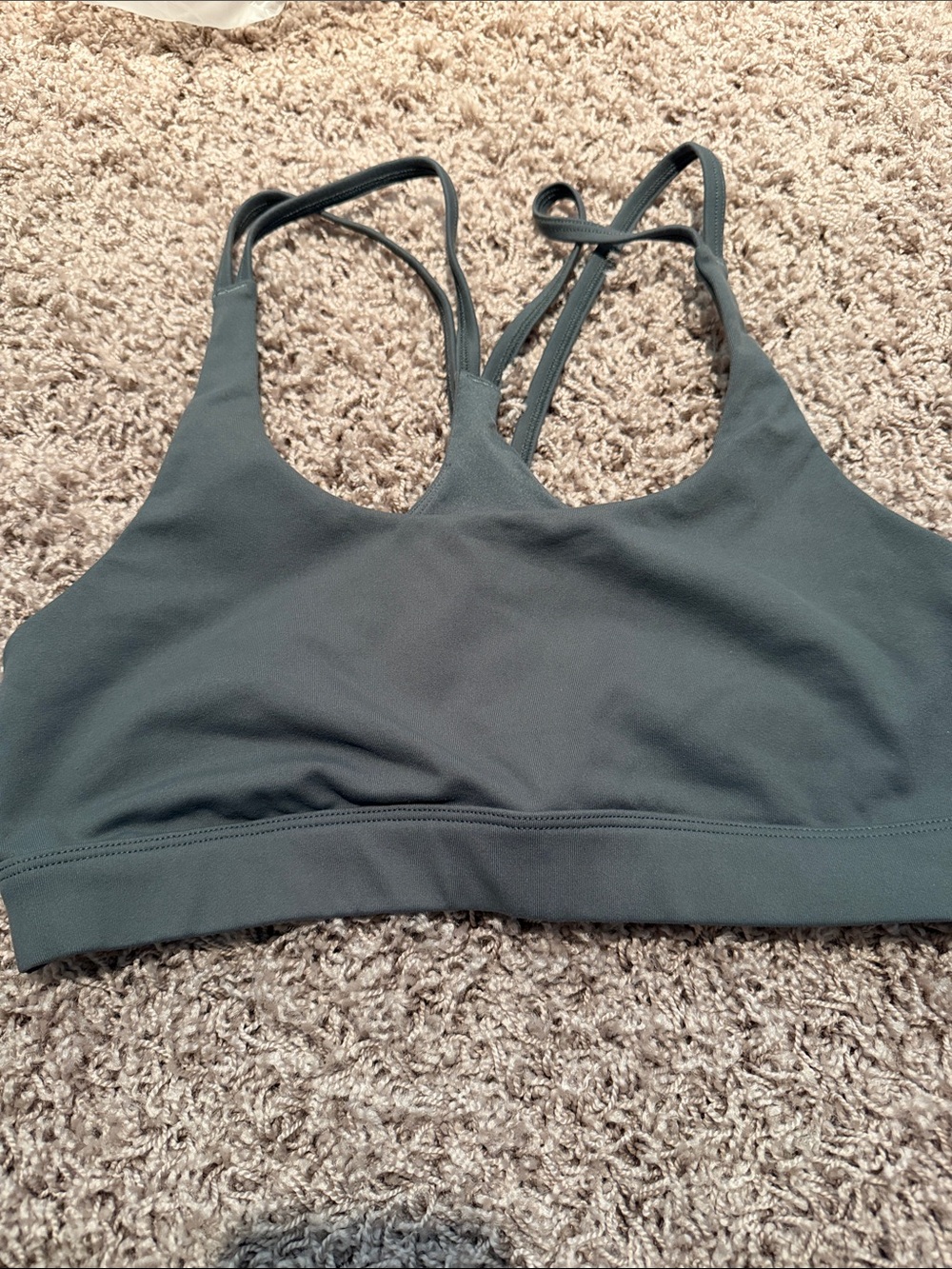 ALO Yoga Strappy Sports Bra in Dark Green